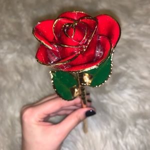 Valentines Day 24k gold dipped red rose